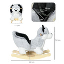 Cavallo a Dondolo per Bambini in Legno e Peluche Cane Husky Grigio