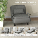 Poltrona Letto Singolo Chaise Longue 78x72x83 cm in Tessuto Grigio