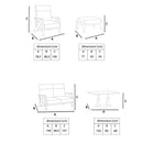 Set 4 Pezzi Salotto da Giardino 4 Posti Kea con Divano 2 Poltrone Reclinabili e Tavolino Piano in Ceramica in Alluminio Verniciato Grigio  