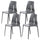 Set 4 Sedie Impilabili 85x50x51 cm in Polipropilene e Fibra di Vetro Lisbona Grigio