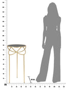 Porta Telefono Ring Ø40x80 cm in Ferro MDF e Specchio Nero e Oro