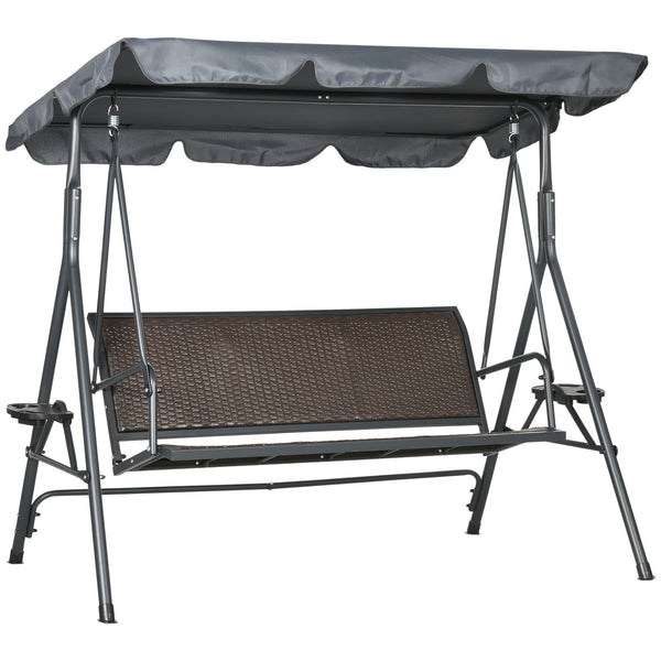 Dondolo 204x112x150 cm in Acciaio e Rattan PE Grigio e Marrone acquista