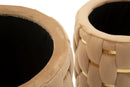 Puff con Contenitore Shanty Oro Set 2 Pz Ø37x42 cm - Ø28x35 cm in Ferro e MDF e Spugna e Poliestere Oro      