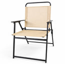 Set 6 Pezzi da Pranzo per Giardino Patio con Ombrellone 4 Sedie Pieghevoli e Tavolo 85x85x70 cm Beige      