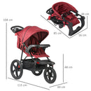 Passeggino Leggero per Bambini 3 Ruote Pieghevole Reclinabile Rosso