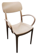 Sedia Impilabile da Giardino 53x55x88 cm con Braccioli in Polipropilene Tortora