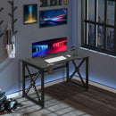 Scrivania Gaming con Luci LED 120x60x73 cm  in MDF e Metallo Nero