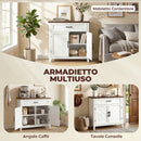 Credenza Moderna Stile Rustico 76x35x80 cm con 2 Ante in MDF Bianco      