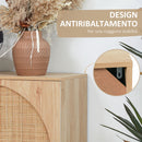 Credenza 80x39x101,8 cm in Legno e Rattan  Naturale