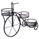 Portavasi 3 Ripiani Design a Bicicletta 78x25x48 cm in Ferro Battuto Nero      