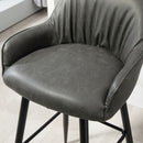 Set 2 Sgabelli da Bar con Schienale in Finta Pelle PU Grigio  