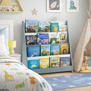 Libreria Montessoriana per Bambini 80x30x88 cm Scaffale in Legno Grigio      
