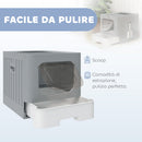 Lettiera per Gatti Chiusa 60L con Coperchio Vassoio Estraibile Paletta Antiperdita Facile da Pulire in PP Grigio      