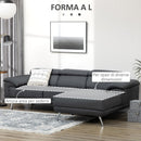 Divano Angolare 3 Posti 249,5x162,5x95 cm in Tessuto Grigio Scuro