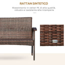 Divano 2 Posti da Giardino 120x63x77 cm in Rattan con Cuscini Marrone e Cachi