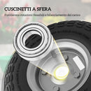 Set 2 Ruote per Carrello Ø25,5x7,5 cm Capacità 80 kg con Scanalature in Gomma e Acciaio Nero      