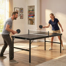 Mini Tavolo Ping Pong Pieghevole 152x76x72 cm con Rete da Gioco e Maniglia da Trasporto in Alluminio e MDF Nero      