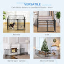 Recinto per Cani Gatti Pieghevole 482,5x2x76 cm 8 Sezioni in Acciaio Nero