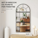 Specchio da Parete ad Arco Stile Finestra Telaio in Metallo Nero   