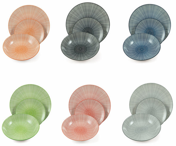 sconto Servizio Piatti 18 Pezzi in Porcellana Soriani Fossil Multicolor