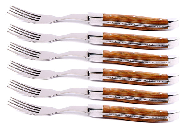 sconto Set 6 Forchette da Bistecca Manico in Legno Tendor Alps