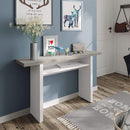 Console Apribile a Libro 120x35x77 cm in Legno Bianco e Cemento
