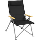 Sedia da Campeggio Pieghevole 74x59,5x98 cm con Schienale Regolabile in Alluminio e Poliestere Nero  