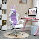 Sedia da Gaming con Orecchie da Coniglio 65x63x136-142 cm Poggiapiedi Cuscini in Pelle PU Viola      