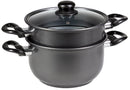 Batteria di Pentole 4 Pezzi in Alluminio Pressofuso Antiaderente Collection Set Friggi Vapo Grigio