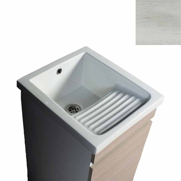 acquista Mobile Lavatoio in Ceramica 1 Anta e Strofinatoio Integrato 45x50x86A cm Olmo Bianco