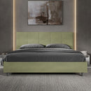 Letto Matrimoniale Imbottito in Microfibra Mika Tè Verde Varie Misure
