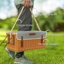 Cesta Valigetta da Pic Nic per 4 Persone 21 Pezzi in Vimini Marrone Chiaro  