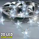Luci di Natale 20 Led a Forma di Stelle  4,8m Alimentazione a Batteria