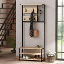 Mobile Ingresso con Scarpiera e Appendiabiti 78x30x182 cm in MDF Nomad Rovere