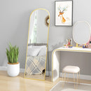 Specchio a Figura Intera da Terra 50x161,5 cm in Lega di Alluminio con Supporto Pieghevole Oro   