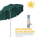 Ombrellone da Giardino Ø2,2 m Palo Ø28 mm in Metallo Tettuccio Inclinabile Verde scuro