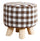Pouf in Tessuto e Legno di Pino 29x29 cm Fumer Megan Marrone e Bianco