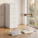 Cassettiera 40x48x110 cm 6 Casetti con Specchio Ribaltabile in MDF Bianco      