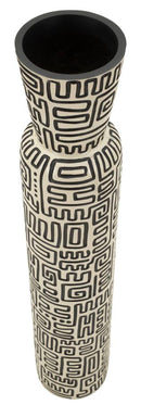 Vaso Resina Nairobi Ø16x86 cm in Resina Bianco e Nero      