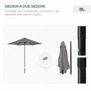 Ombrellone da Giardino Ø196x204H cm a 6 Stecche Grigio Scuro  
