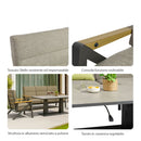 Set 4 Pezzi Salotto da Giardino 4 Posti Kea con Divano 2 Poltrone Reclinabili e Tavolino Piano in Ceramica in Alluminio Verniciato Grigio  