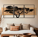 Pannello da Muro Lagos Ferro e Wood Set 3pz 204x2x80 cm in Ferro e MDF Nero e Marrone      