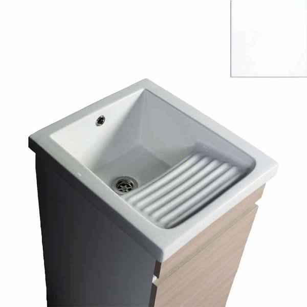 prezzo Mobile Lavatoio in Ceramica 1 Anta e Strofinatoio Integrato 45x50x86A cm Bianco Opaco