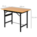 Tavolo da Lavoro Pieghevole 100x60x75,5 cm in Acciaio e MDF  Nero