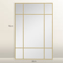 Specchio da Parete Stile Finestra 90x60 cm con Montaggio Verticale e Orizzontale in Vetro Oro      