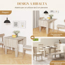 Tavolo a Ribalta per 4 Persone max Impermeabile e Antigraffio 140x70x75 cm in Truciolato Rovere