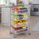 Carrello Portafrutta 47x32x87cm con 4 Cestelli in Plastica e Struttura Metallo Cromato      
