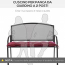 Cuscino per Panchina da Giardino 100x40 cm in Poliestere Rosso