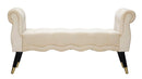 Panchetta Paris 120x40x60 cm in Legno Spugna Metallo e Poliestere Crema Nero e Oro