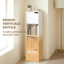 Libreria Moderna 30x29x119 cm con 2 Armadietti e Ante a 4 Ripiani in Legno Bianco      